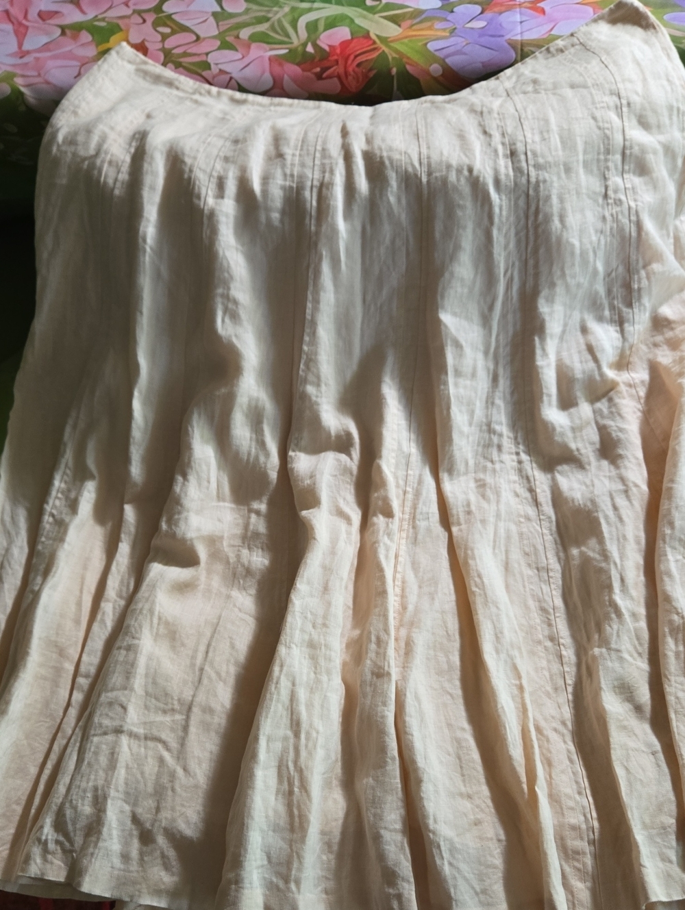 Ralph Lauren Light Cream A-Line Linen Skirt
